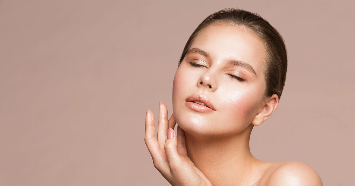 Professional model with glowing skin after DiamondGlow Facial in NAGS HEAD, NC